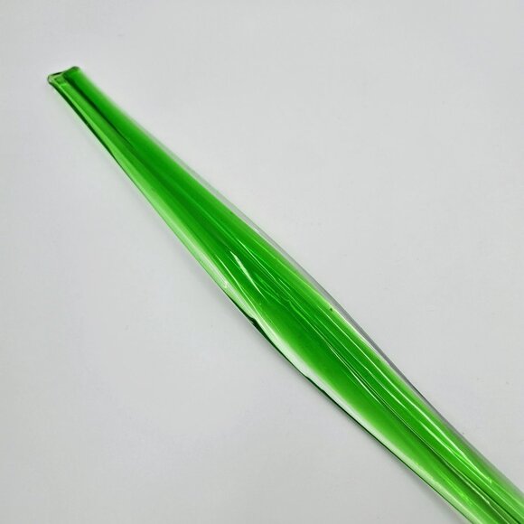 Art Glass Hand Blown Flower Blue Long Green Stem Flower With Leaf Stem Read - Picture 14 of 16